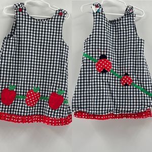 Reversible Gingham Lady Bug / Apples with Ruffle, 4T